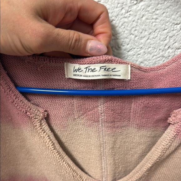 Free People MED Pink and Tan Tie-Dye washed sweater - Picture 2 of 5